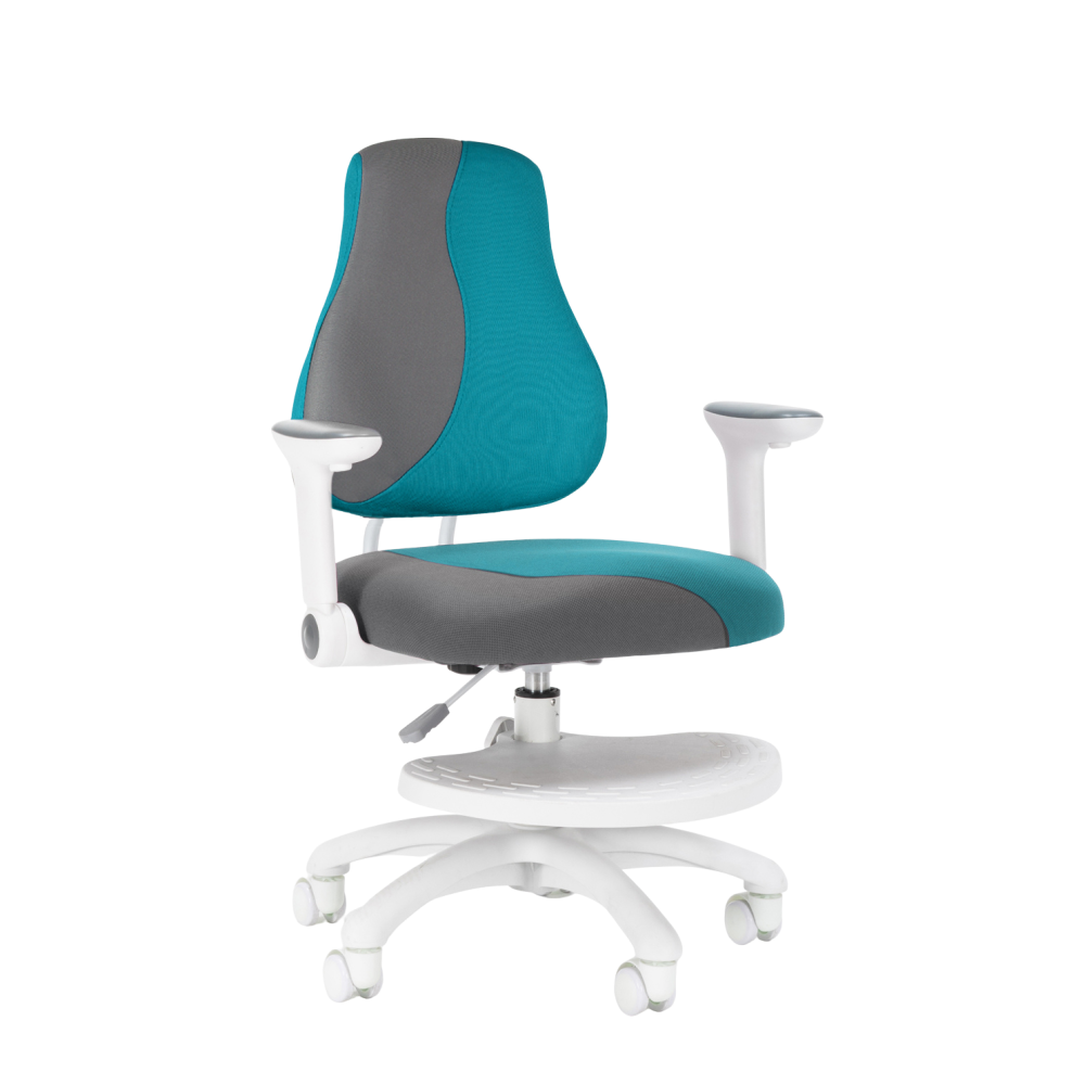 Levně Dětská rostoucí židle Neoseat KINDER WHITE PLUS — látka, šedá / tyrkysová