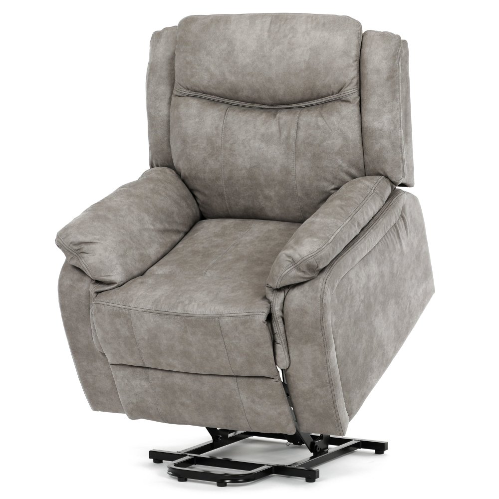 Relaxační křeslo AGAN s elektrickým polohováním — 2 motory, látka, světle šedá