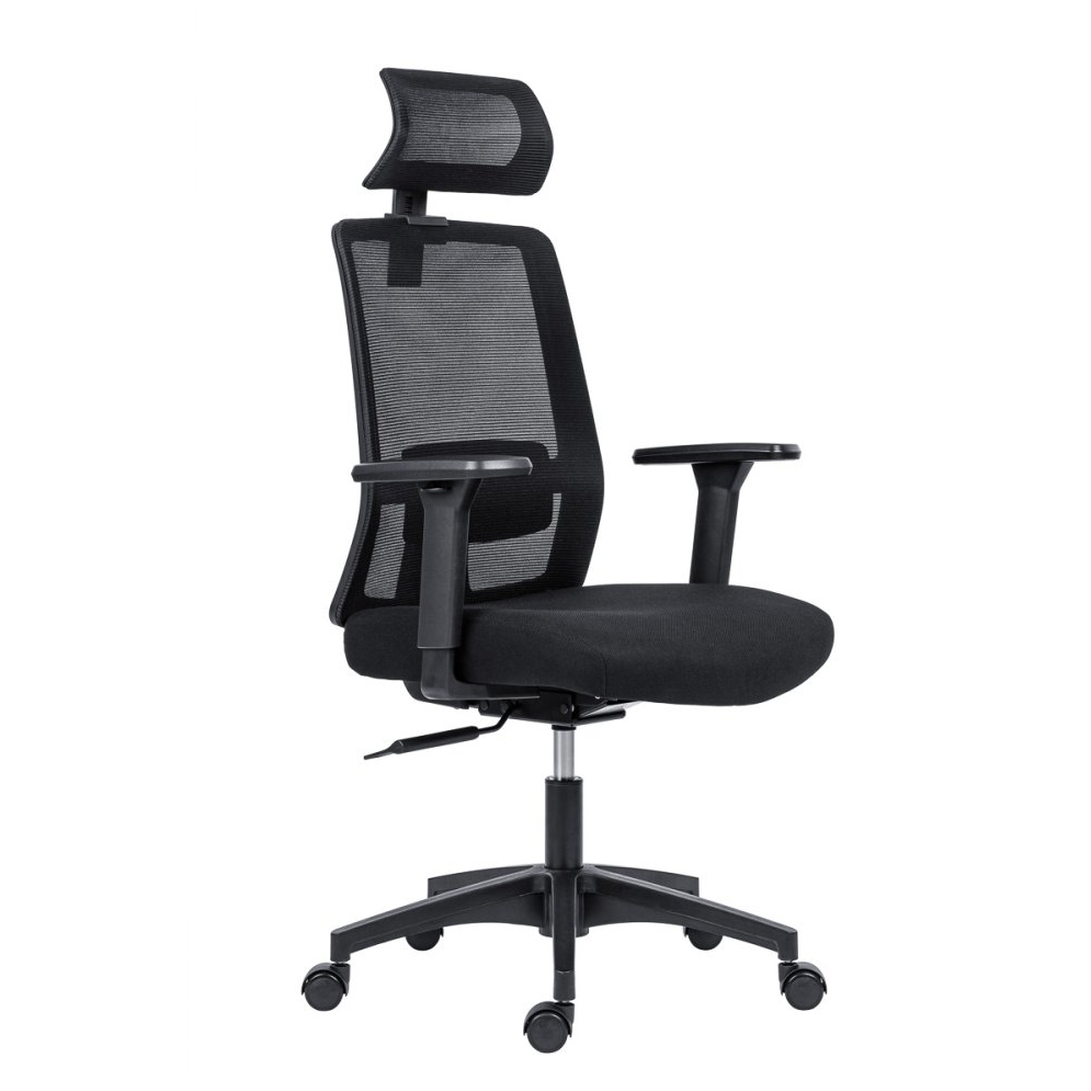 Levně Kancelářská ergonomická židle DELFO — síť / látka, černá