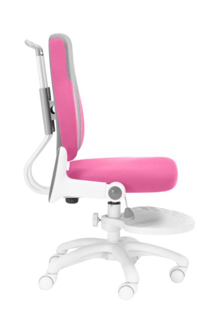 Dětská rostoucí židle Neoseat KINDER WHITE — látka, šedá / tmavě růžová