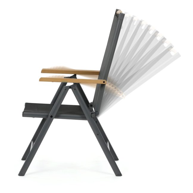 Zahradní skládací křeslo SORA — kov, textil, šedá