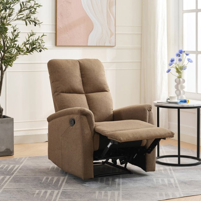 Relaxační polohovací TV křeslo ASTER — látka, hnědá