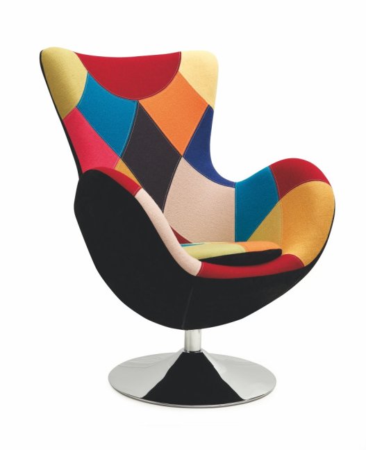 Designové křeslo BUTTERFLY — kov, látka, patchwork