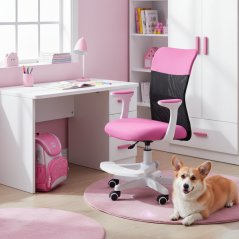 Dětská židle Neoseat MONKEY WHITE s podnoží — látka, bílá / tmavě růžová