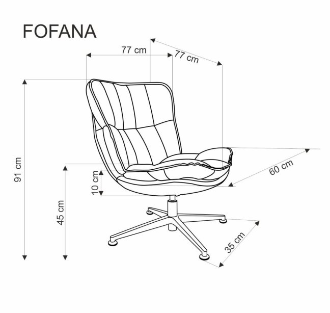 Moderní křeslo FOFANA — kov, látka, krémová