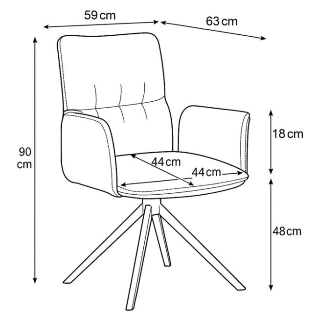 Jídelní otočné křeslo AMALI — kov, látka, více barev