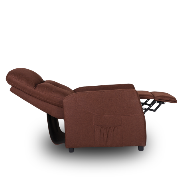 Relaxační polohovací TV křeslo MODO — látka, hnědá, nosnost 130 kg