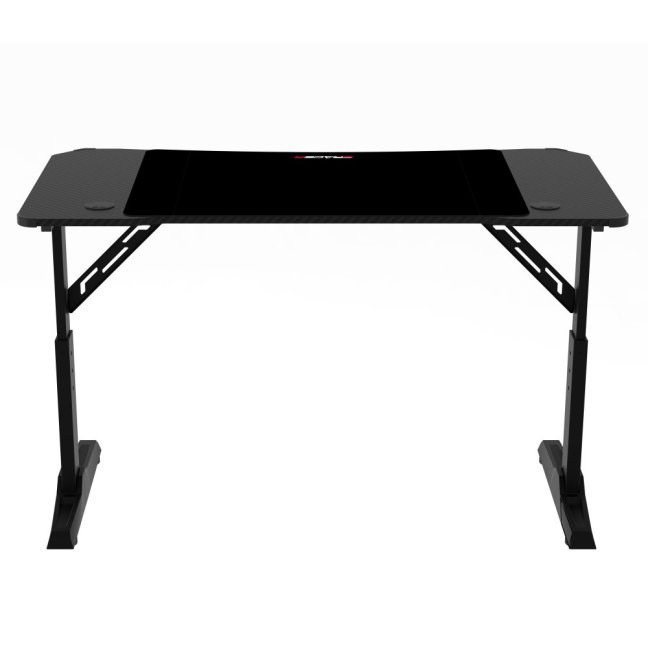 Výškově nastavitelný herní stůl ERACER H1212 — 120x60 cm, kov, melamin, černá, RGB podsvícení