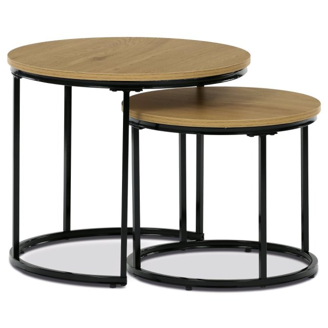Set 2 konferenčních stolků XANDER — kov, MDF, černá / dekor divoký dub