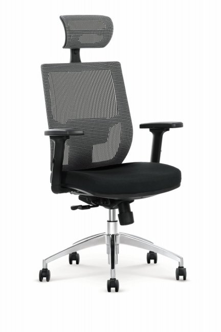 Kancelářská ergonomická židle ADMIRAL — síť / látka, černá
