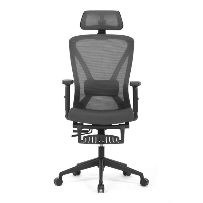 Kancelářská ergonomická židle ZANE s podnožkou — síť / látka, šedá