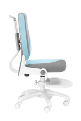 Dětská rostoucí židle Neoseat KINDER WHITE PLUS — látka, šedá / světle modrá
