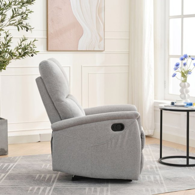 Relaxační polohovací TV křeslo ASTER — látka, světle šedá