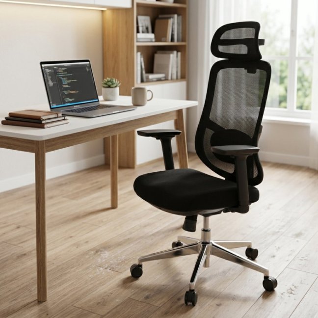 Kancelářská ergonomická židle Neoseat ALLY — síť / látka, černá, nosnost 150 kg