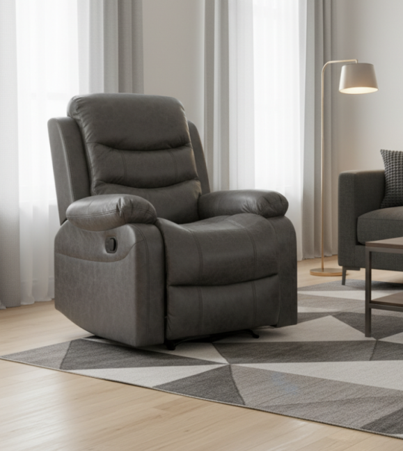 Relaxační polohovací TV křeslo HAVEN — látka, šedá, nosnost 130 kg