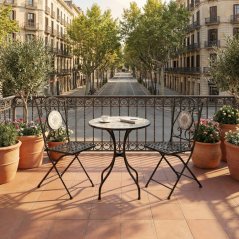 Zahradní set DIJON 1 + 2  — kov, kámen, mozaika, černá