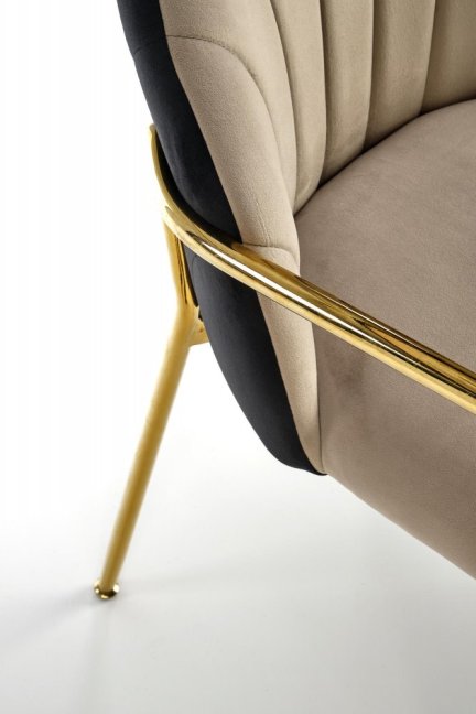 Jídelní křeslo RINET — kov, samet, zlatá / hnědá