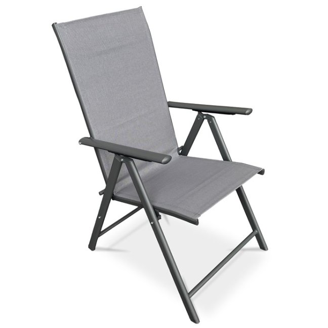 Zahradní skládací židle GABRIELA — kov, textil, šedá