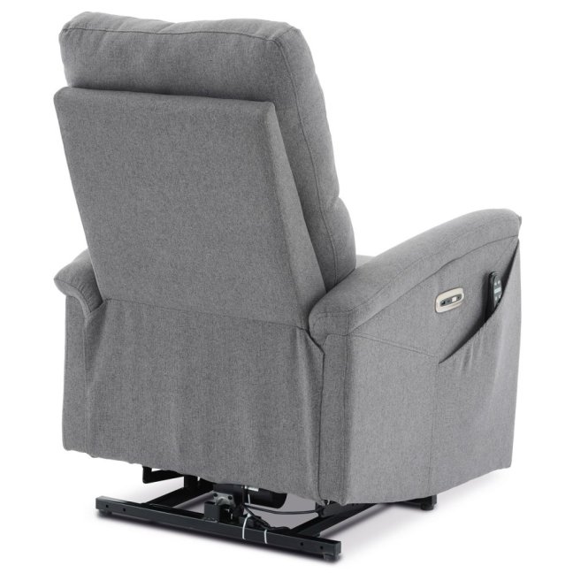 TV křeslo DAMIAN s elektrickým polohováním, masáží a vyhříváním — látka, šedá