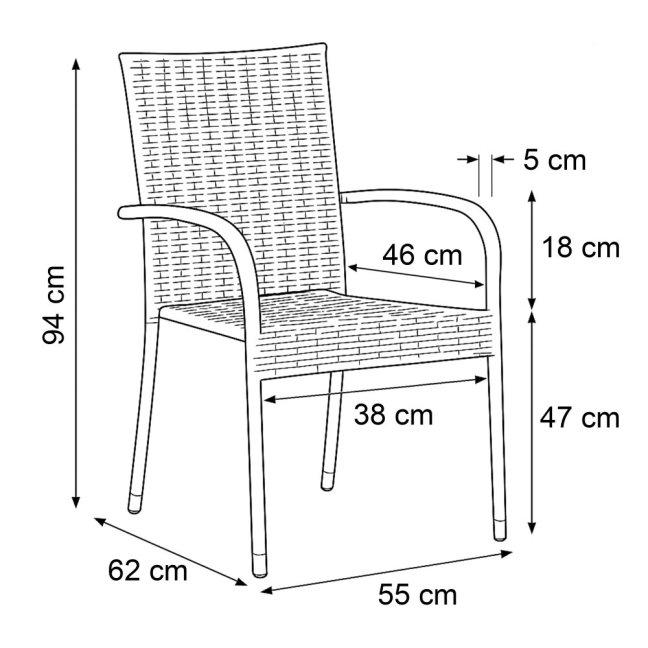 Zahradní křeslo SELEN — kov, umělý ratan, černá
