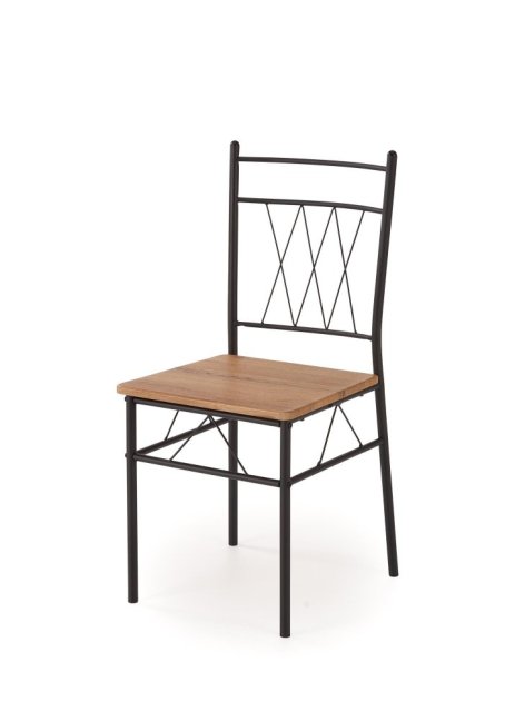 Jídelní set FAUST 4+1 — kov, MDF, černá / dekor dub