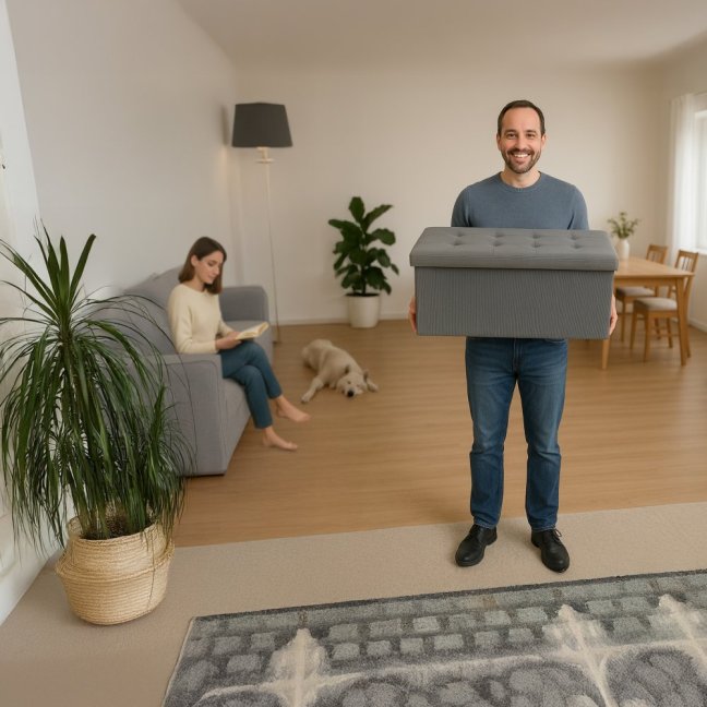 Taburet ADONIS II s úložným prostorem — manšestr, více barev