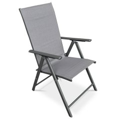 Zahradní skládací židle GABRIELA — kov, textil, šedá