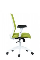 Kancelářská ergonomická židle NOVELLO WHITE — síť / látka, bílá / zelená
