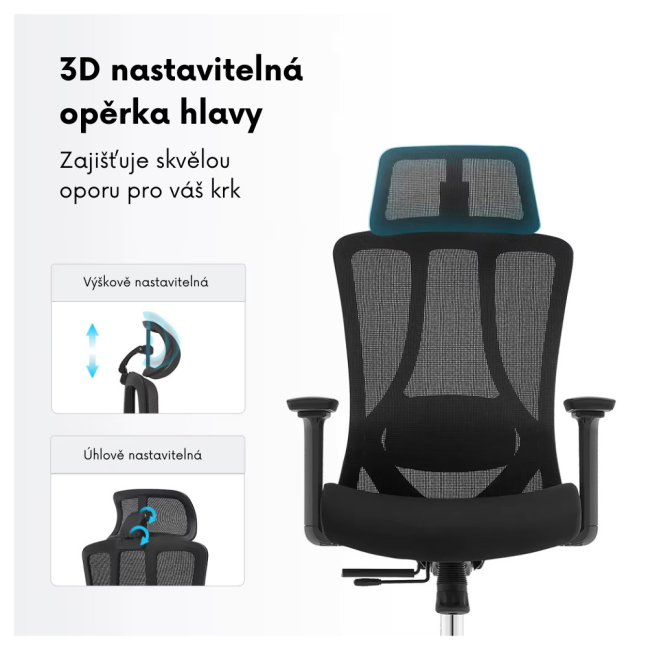 Kancelářská ergonomická židle Neoseat TIYA — černá, nosnost 150 kg