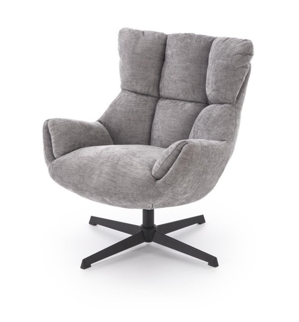 Relaxační otočné křeslo ARANAKA — kov, látka, šedá