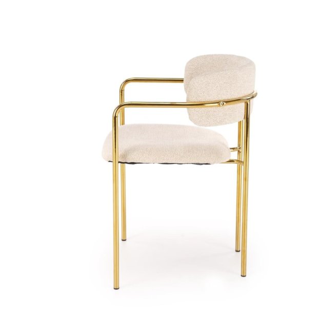 Jídelní křeslo LADONE — kov, látka, zlatá / krémová
