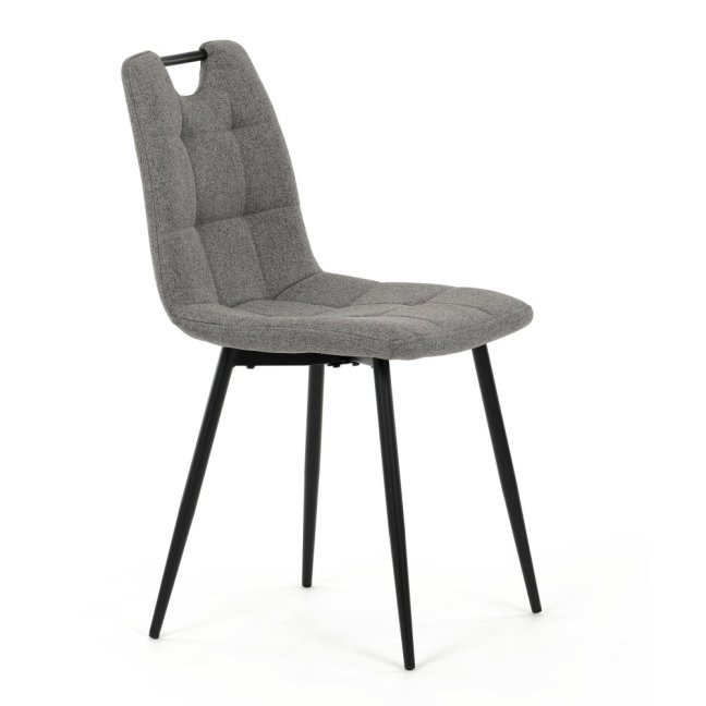 Jídelní židle KLAUDIUS — kov, látka, černá / šedá, nosnost 150 kg