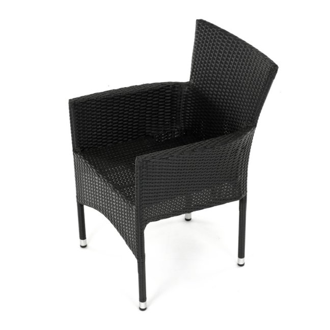 Zahradní křeslo BRIGITA — kov, umělý ratan, černá