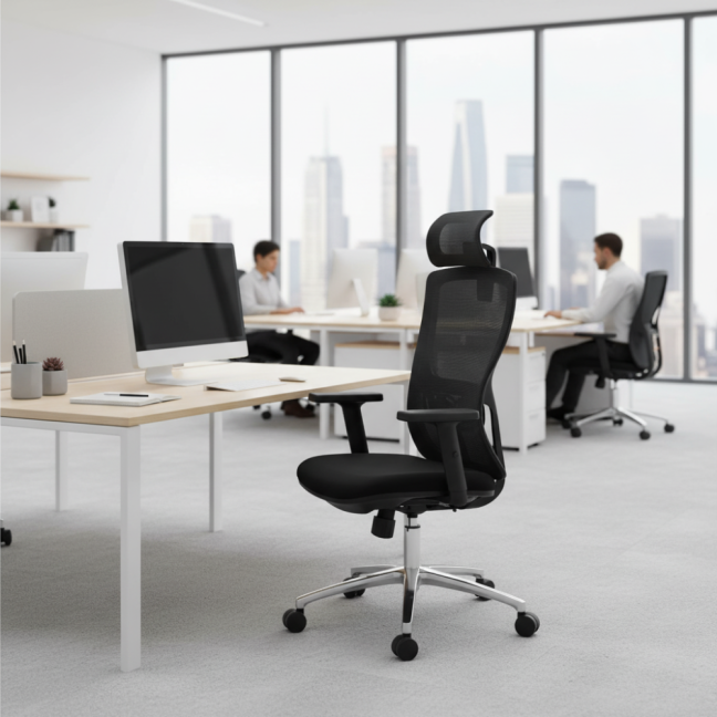 Kancelářská ergonomická židle Neoseat TASCO — látka, síť, černá, nosnost 150 kg
