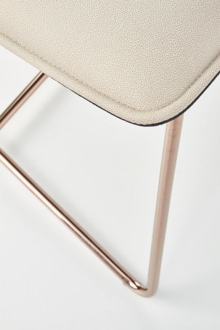 Jídelní židle SKORA — kov, ekokůže, látka, zlatá / krémová