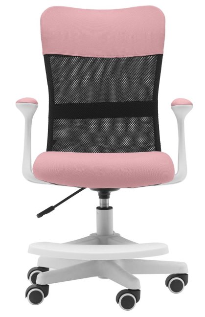 Dětská židle Neoseat MONKEY WHITE s podnoží — látka, bílá / světle růžová
