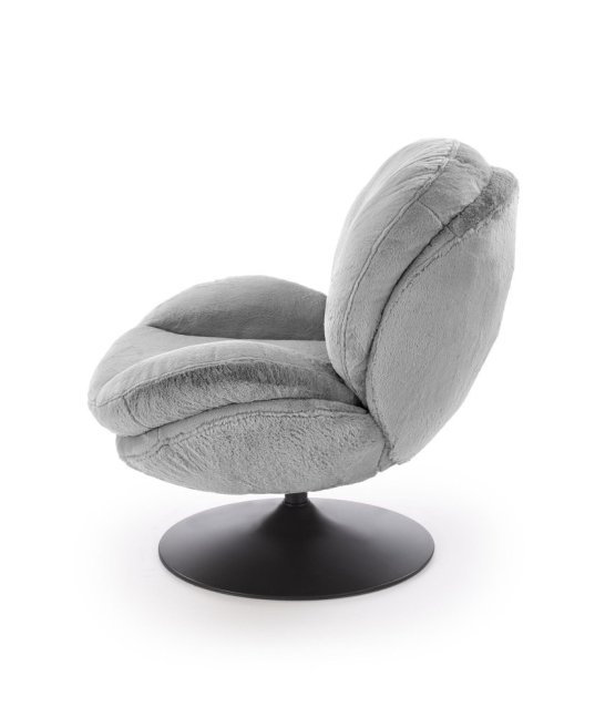 Otočné relaxační křeslo SHELL — kov, látka, šedá