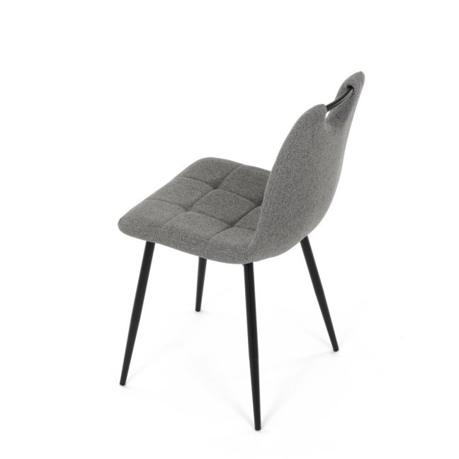 Jídelní židle KLAUDIUS — kov, látka, černá / šedá, nosnost 150 kg