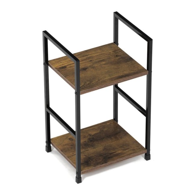 Regál TIREK — kov, MDF, černá / dekor starého dřeva