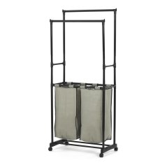 Stojanový věšák TRIS s kolečky — kov, černá