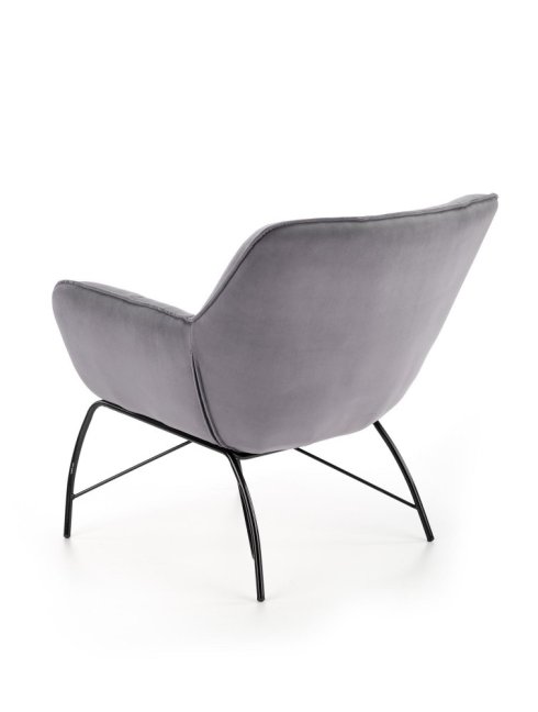 Designové křeslo BELTON — kov, látka, šedá