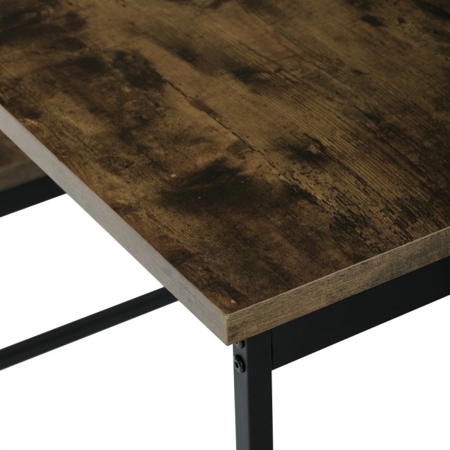 Jídelní set BONDIVAL — 2+1, kov, MDF, černá / dekor staré dřevo