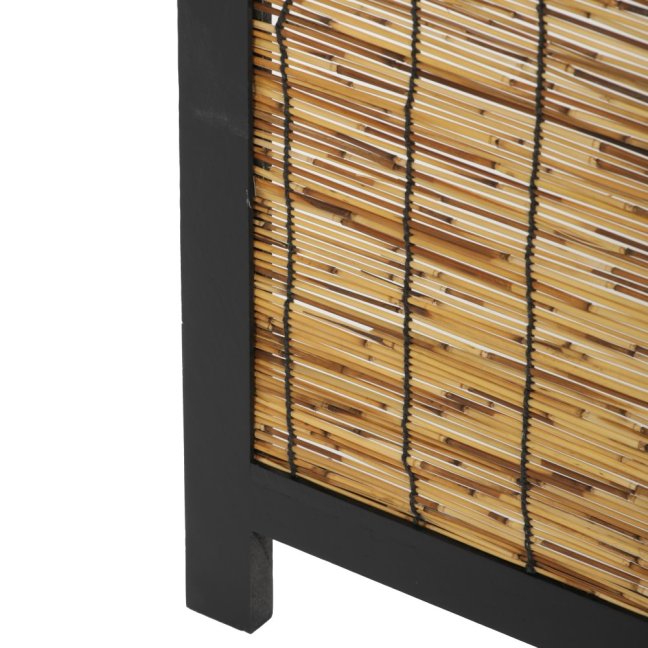 3dílný paravan KEIKO — dřevo, ratan, černá / přírodní