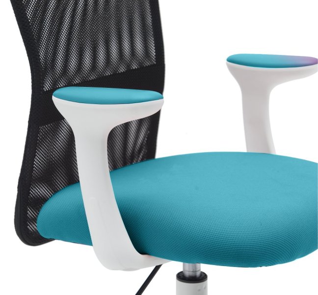 Dětská židle Neoseat MONKEY WHITE s podnoží — látka, bílá / tyrkysová