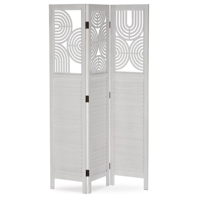 3dílný paravan AKIKO — dřevo, bílá