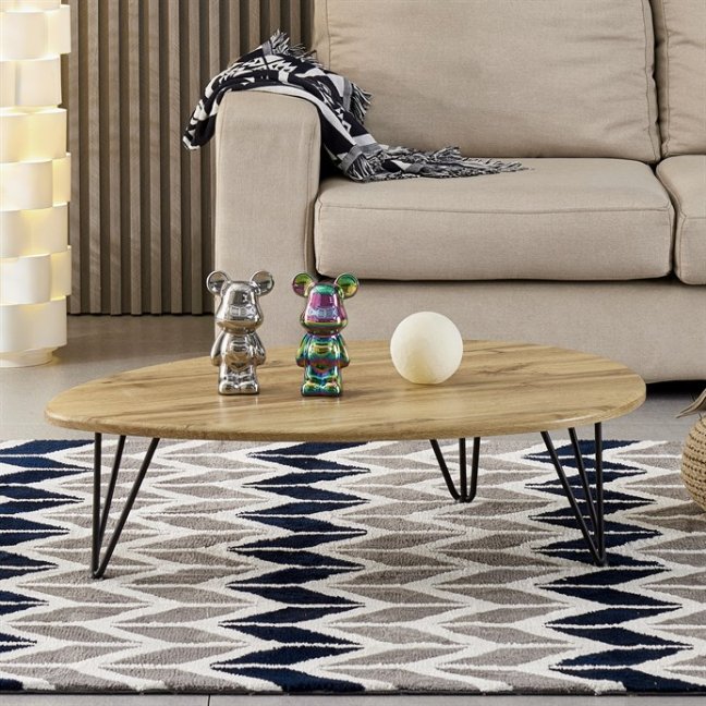 Konferenční stůl MONET III — kov, MDF, černá / divoký dub