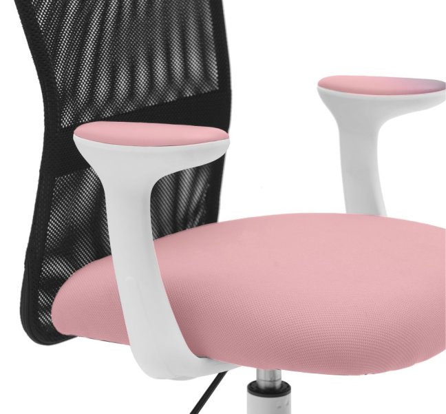 Dětská židle Neoseat MONKEY WHITE s podnoží — látka, bílá / světle růžová