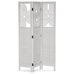 3dílný paravan AKIKO — dřevo, bílá
