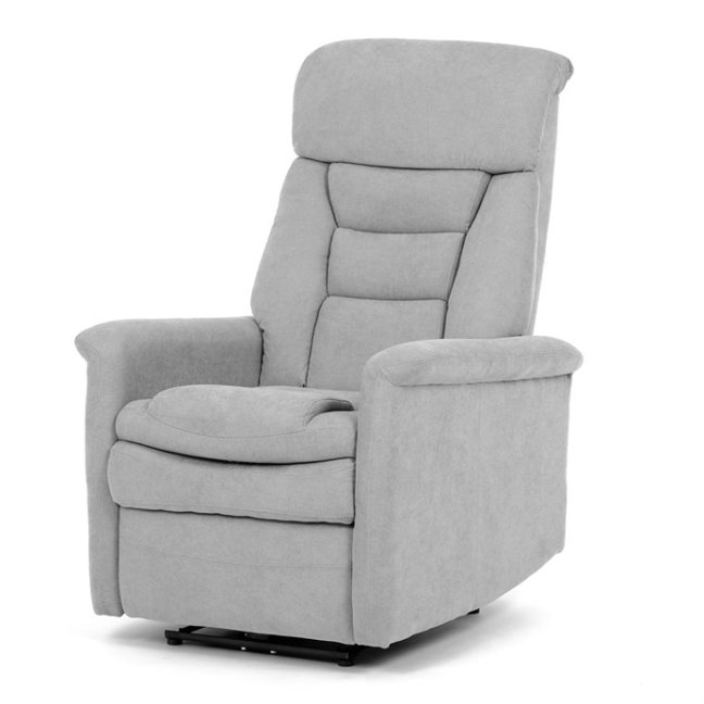 TV křeslo HUGO s elektrickým polohováním — látka, šedá