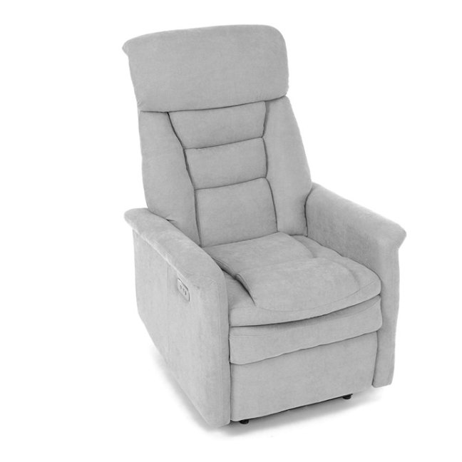 TV křeslo HUGO s elektrickým polohováním — látka, šedá